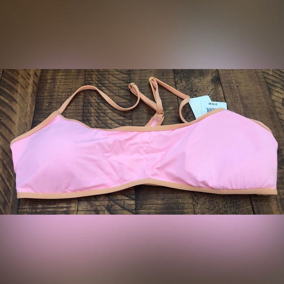 NWT L*Space Pamela Racerback Bikini Top in Crystal Pink with Contrast Binding - Picture 2 of 7